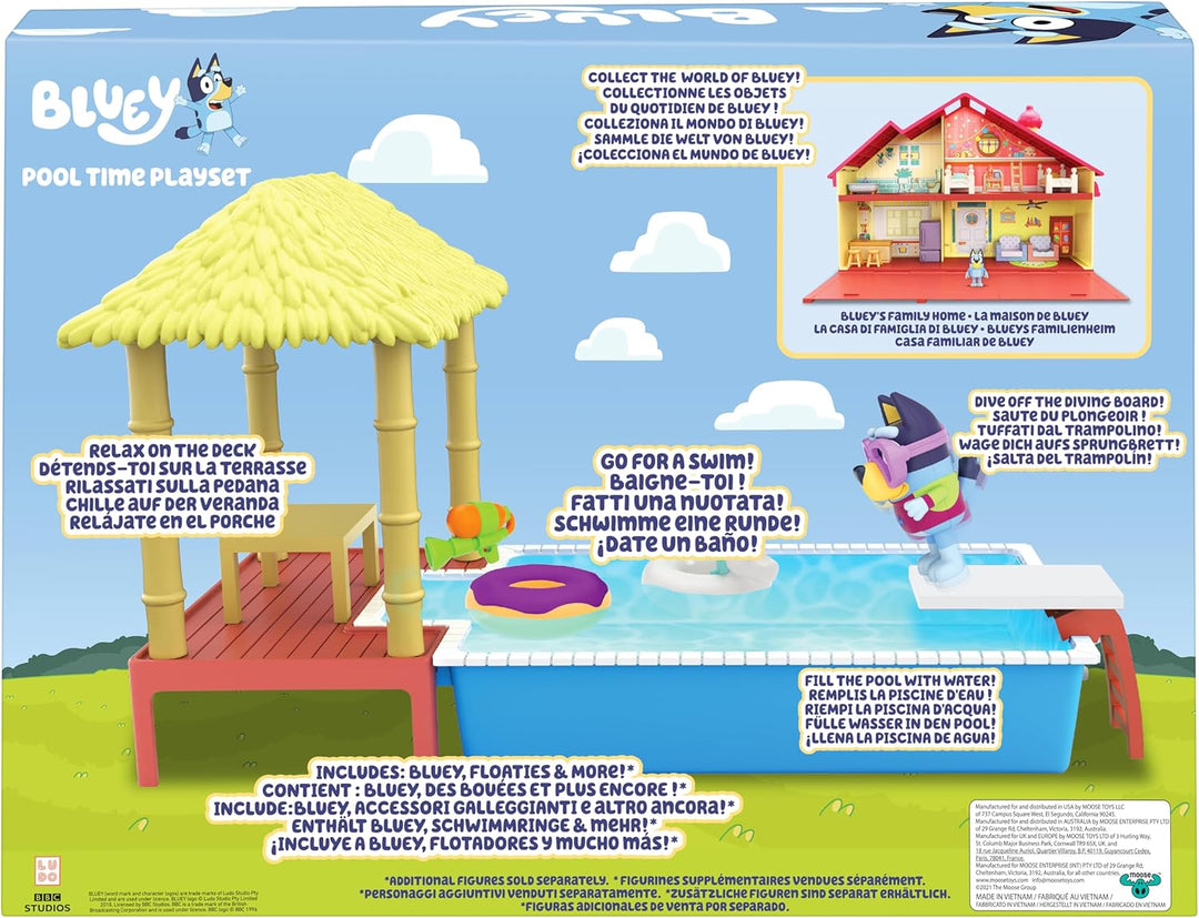 moose toys Blueys Pool-Spielset mit Figur (6,3–7,6 cm) und Zubehör Einzelbett, Einzelbett