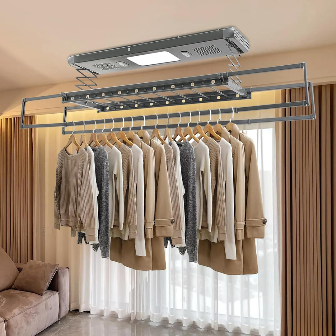 Elektrisch Decken Wäschetrockner, Ausziehbar Deckenmontage Elektrisch Wäscheständer, mit Fernbedienu
