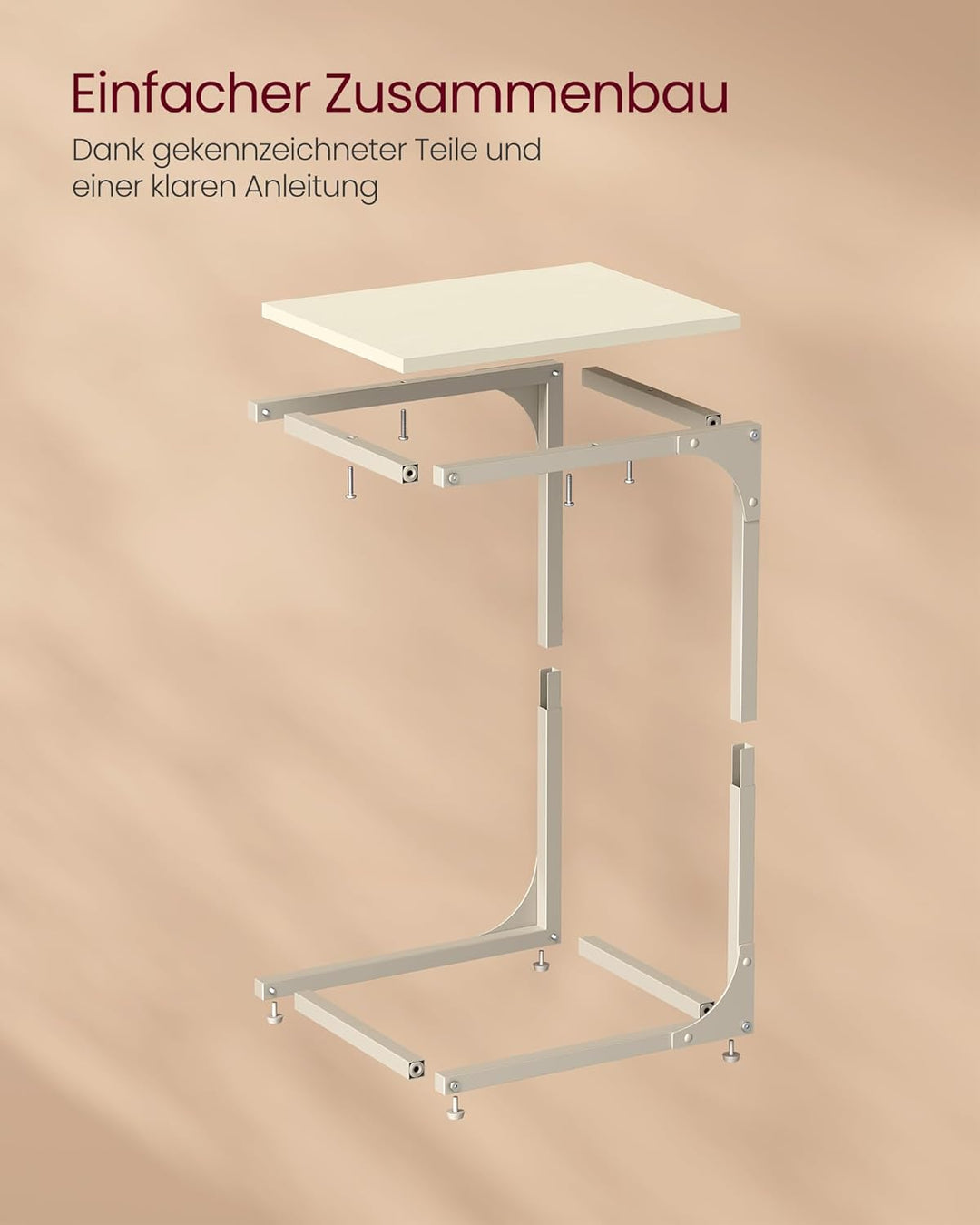 VASAGLE Beistelltisch, Sofatisch, C Form, Couchtisch, mit Metallgestell, modern, für Wohnzimmer, Sch