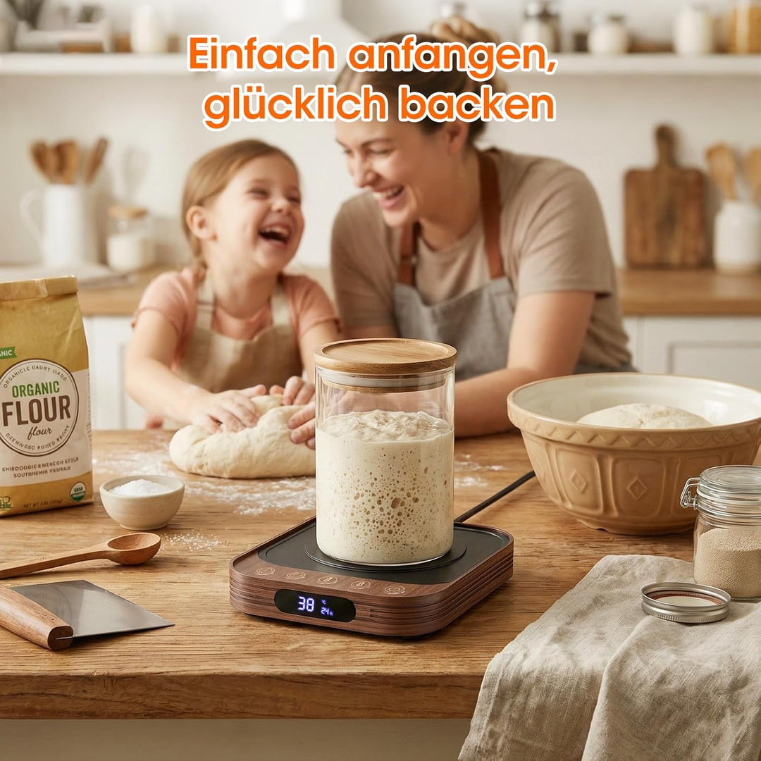 MQUPIN Sauerteig Starter Wärmer, 21-38°C Präzise 1°C Thermostat Sauerteigwärmer, Warmhalteplatte für