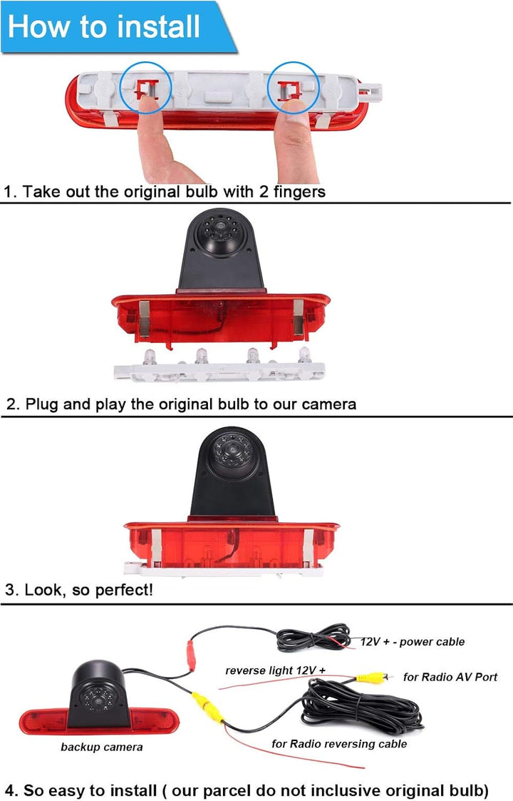 Bremsleuchte Rückfahrkamera + 4.3 Zoll TFT LCD Farbdisplay Auto Monitor, IR Nachtsicht Auto Rückfahr