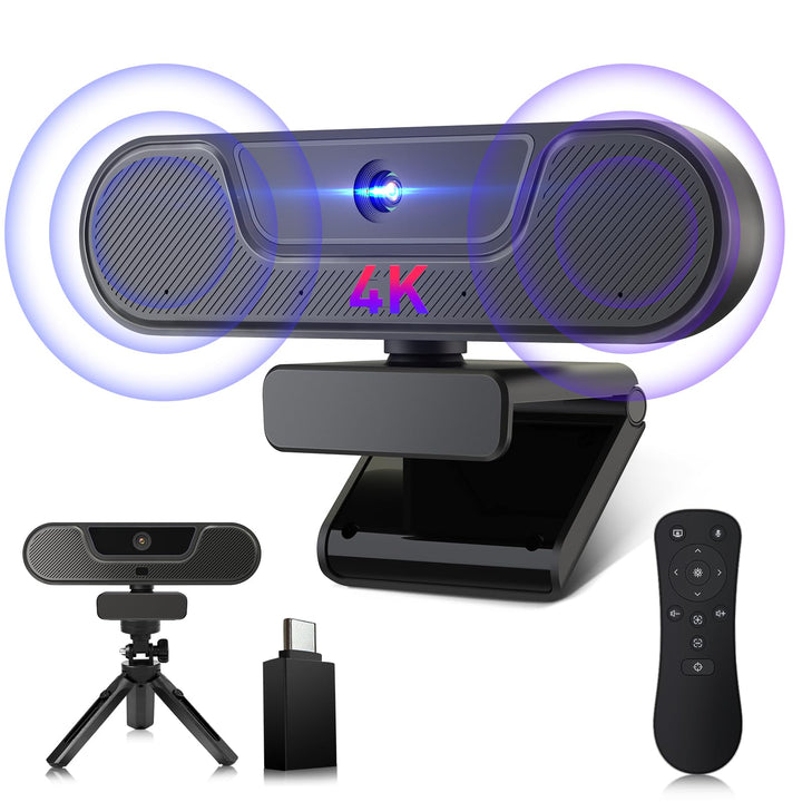 V20 UHD 4K Webcam mit Mikrofon und Lautsprecher, 4K/25FPS, 1080P/30FPS, AI Autofokus, Fernbedienung,
