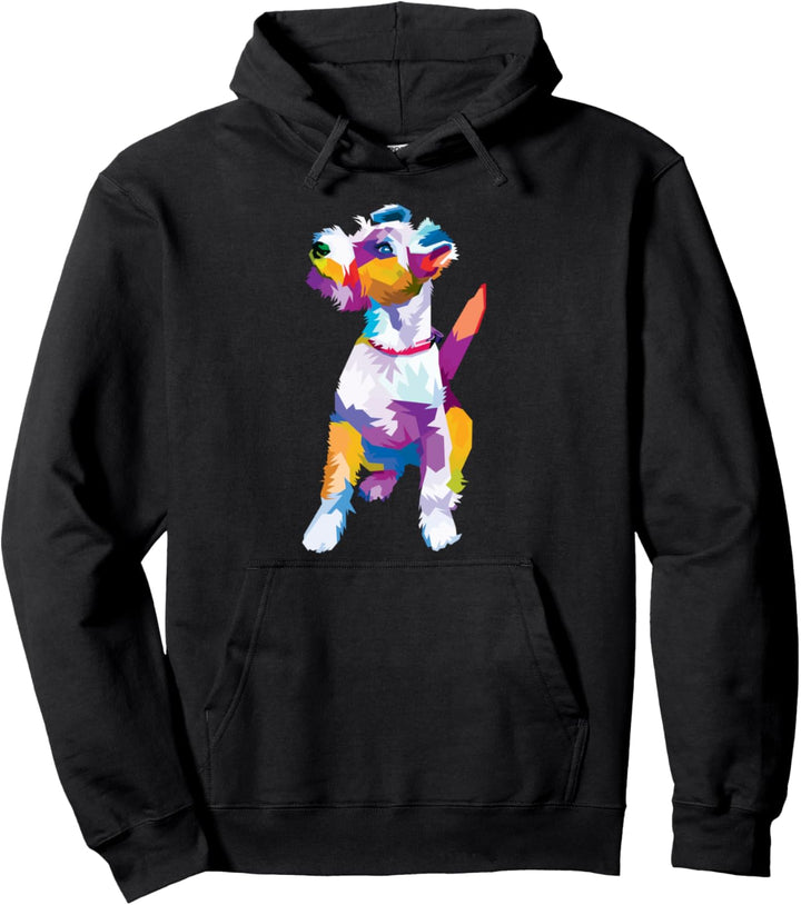 Bunter Foxterrier Niedlicher geometrischer Hund Pop-Art-Stil Pullover Hoodie