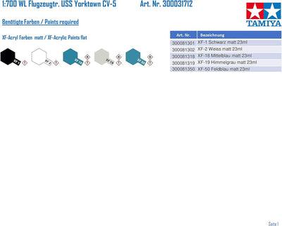 Tamiya - 1:700 WL Flugzeugträger USS Yorktown CV-5 - Plastikbausatz - Modellbau - originalgetreue Na