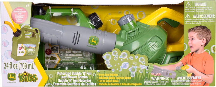John Deere Blasen-Blattbläser-Spielzeug für Kinder, inklusive 1,2 l Blasen-Nachfüll-Gaskanne, Outdoo