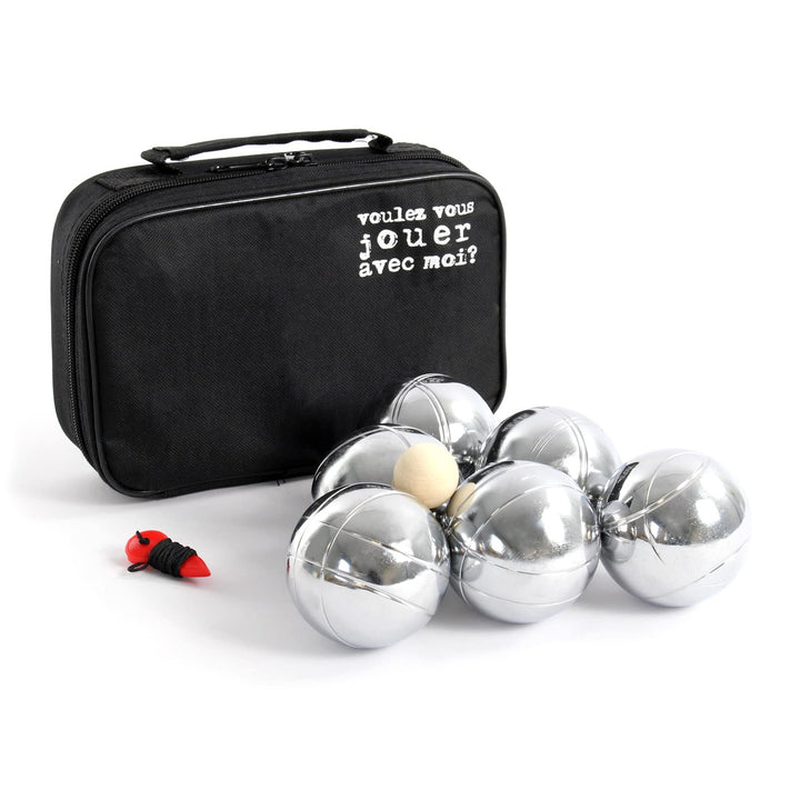 Boule Set 6 Metall Kugeln 7,3 mm Durchmesser mit Zielkugel Schweinchen,Abstandsmesser, Kugelspiel Fr