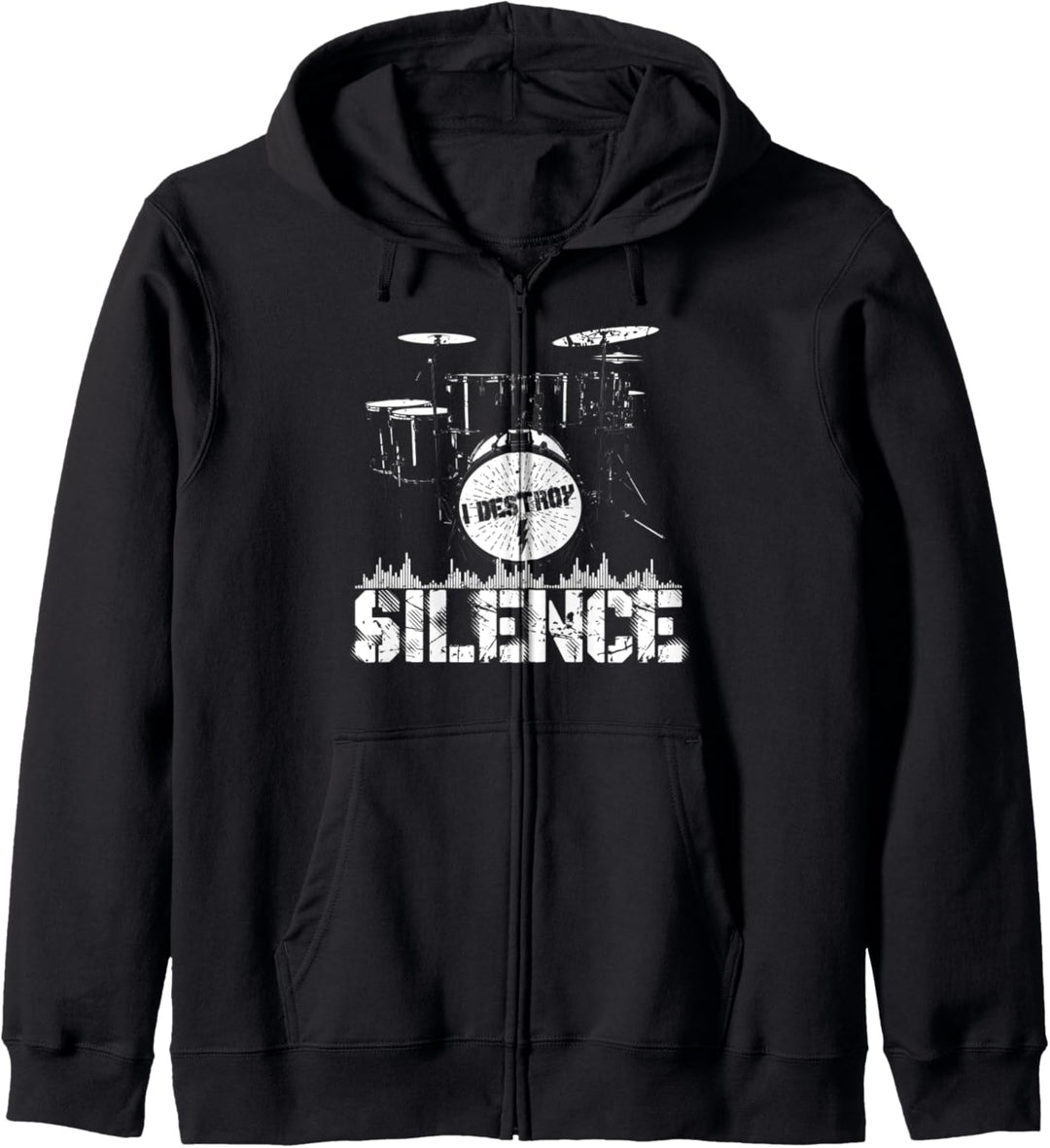 Schlagzeuger, I Destroy Silence | Geschenk für Musiker Kapuzenjacke