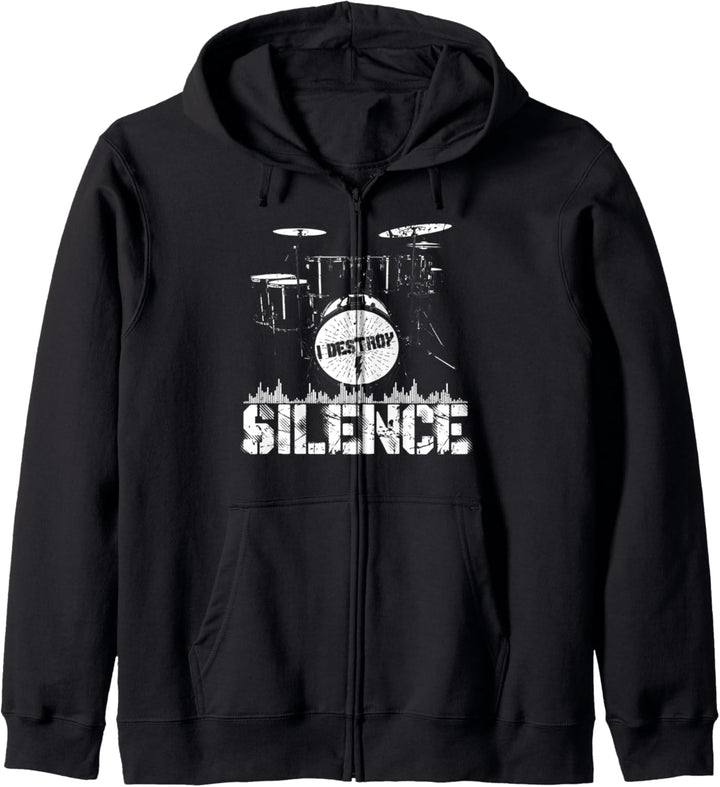 Schlagzeuger, I Destroy Silence | Geschenk für Musiker Kapuzenjacke
