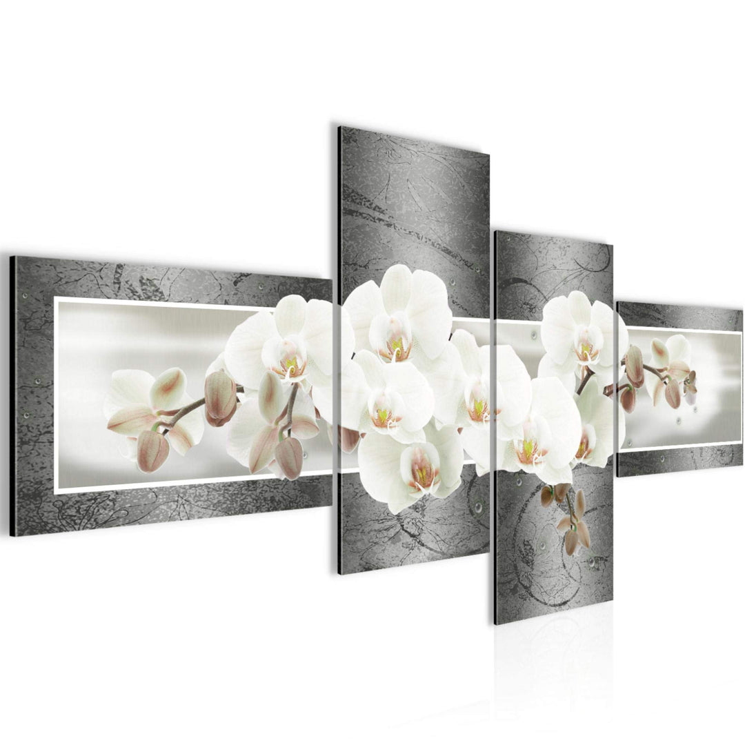 Runa Art Bild Modern Blumen Orchidee - Made in Germany - Wandbilder Abstrakt Grau 4 Teilig 203542c 1
