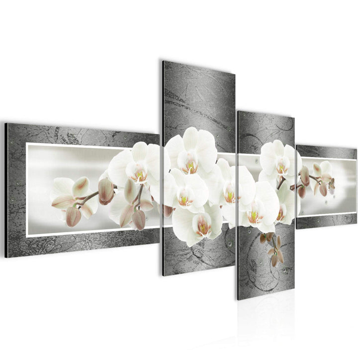 Runa Art Bild Modern Blumen Orchidee - Made in Germany - Wandbilder Abstrakt Grau 4 Teilig 203542c 1