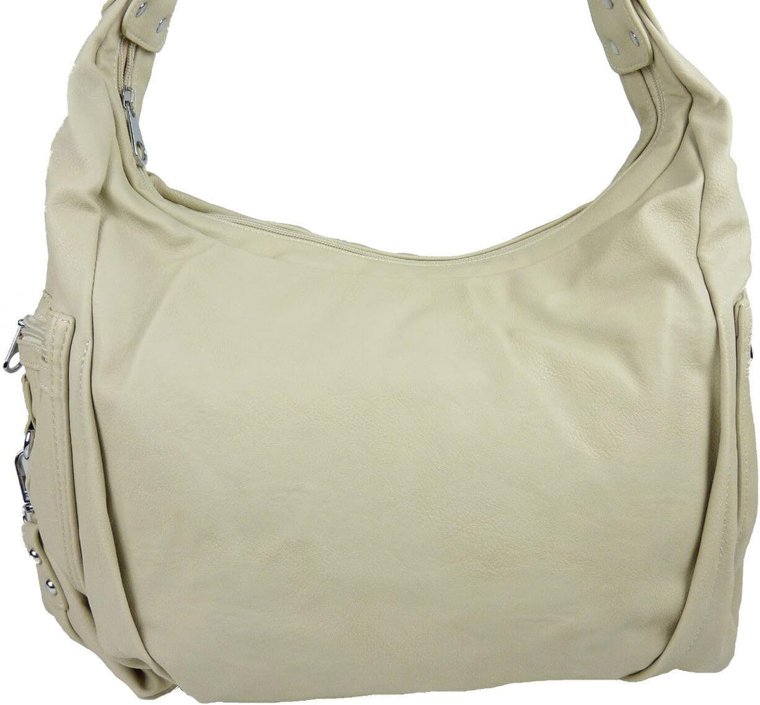 Sunny Girl 'Linda' 0259 grosse Damen Tasche, Schultertasche in 6 Farben 37x30x17 Beige Stone, Beige