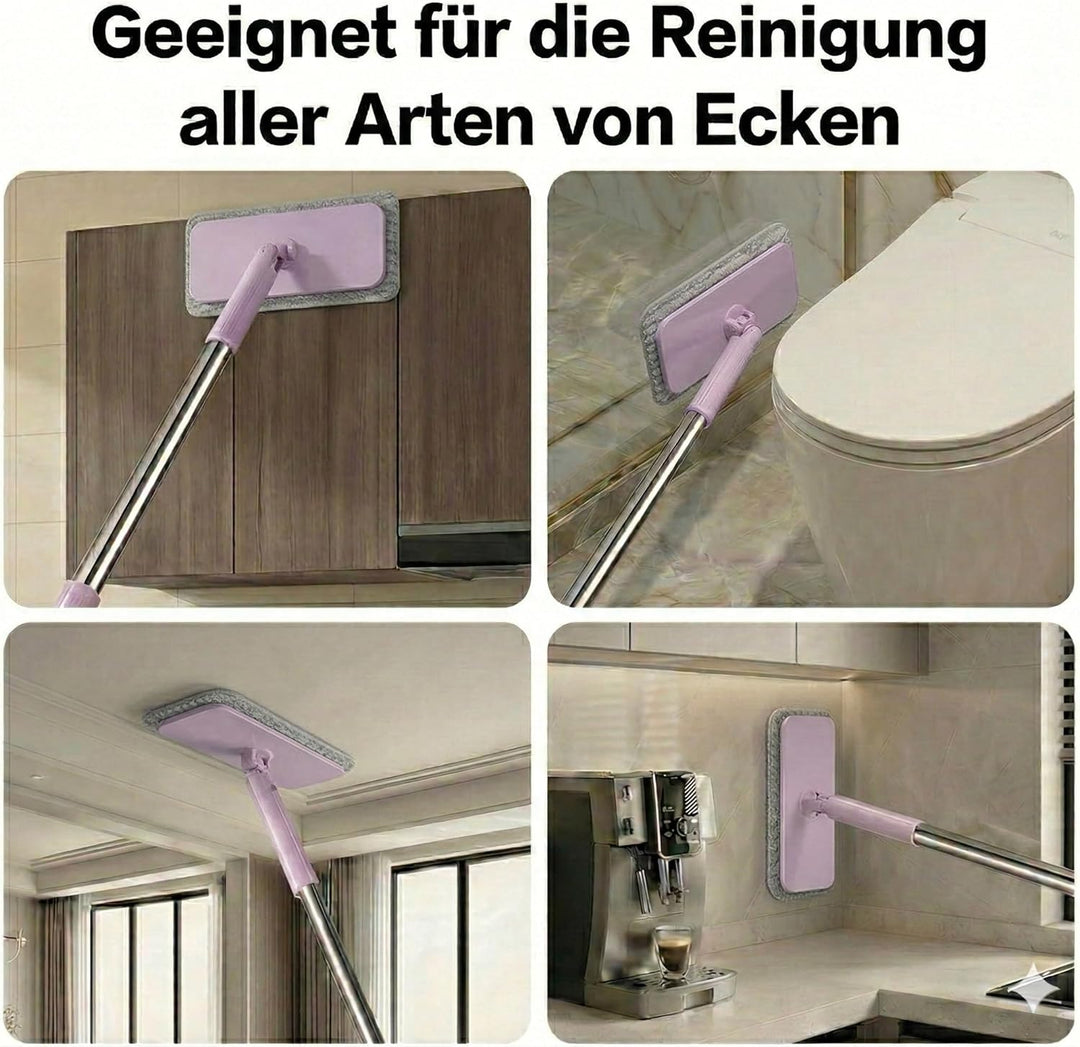 Wischmopp mit Klemm-System, 120cm Mopp mit Breitem Wischkopf (25cm), Wischer Mop ohne Händewaschen,