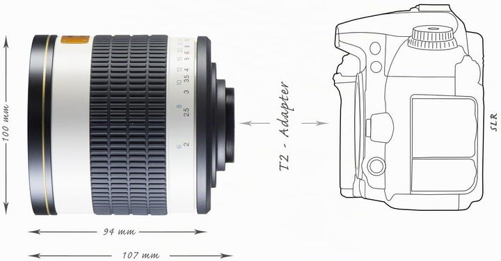 Walimex Pro 500mm 1:6,3 CSC Spiegel-Teleobjektiv für Micro Four Thirds Objektivbajonett weiss (manue