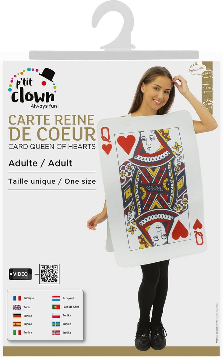 PtitClown - Costume Carte Reine de Cœur Adulte Taille Unique Taille Unique - Blanc