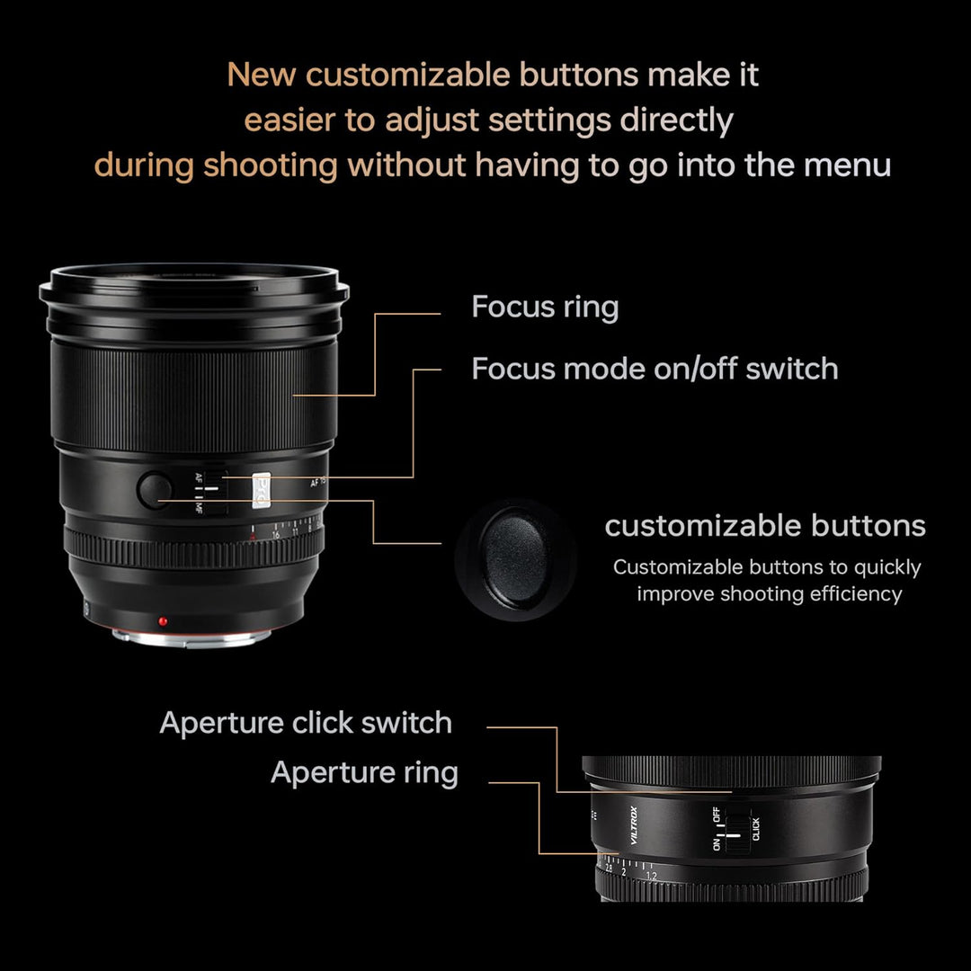 VILTROX PRO 75 mm f/1.2 E für Sony E Mount, 75 mm f1.2 Autofokus-Weitwinkelobjektiv für Sony E Mount