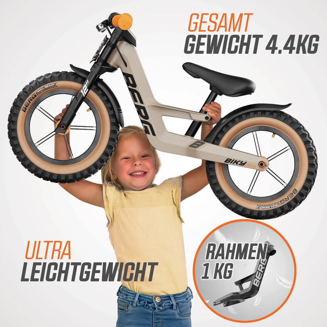 BERG Biky Cross Laufrad | ab 2 Jahren | 12 Zoll | Kinder Laufrad mit Handbremse | Luftreifen | Höhen