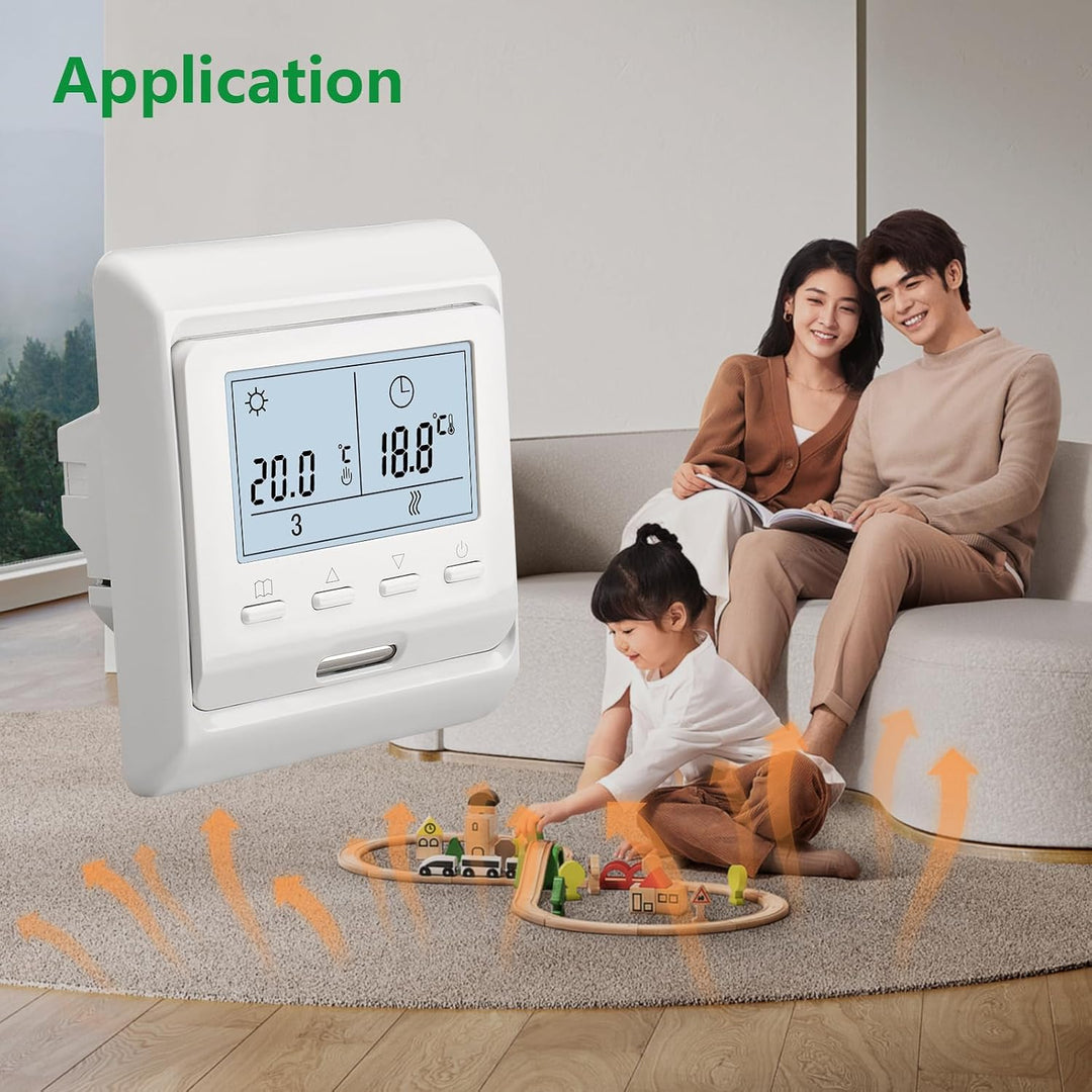 Wengart Heimthermostat WG806,AC230V,3A,wöchentliche Programmierung,6 Zeiträume,LCD-Digitalanzeige zu