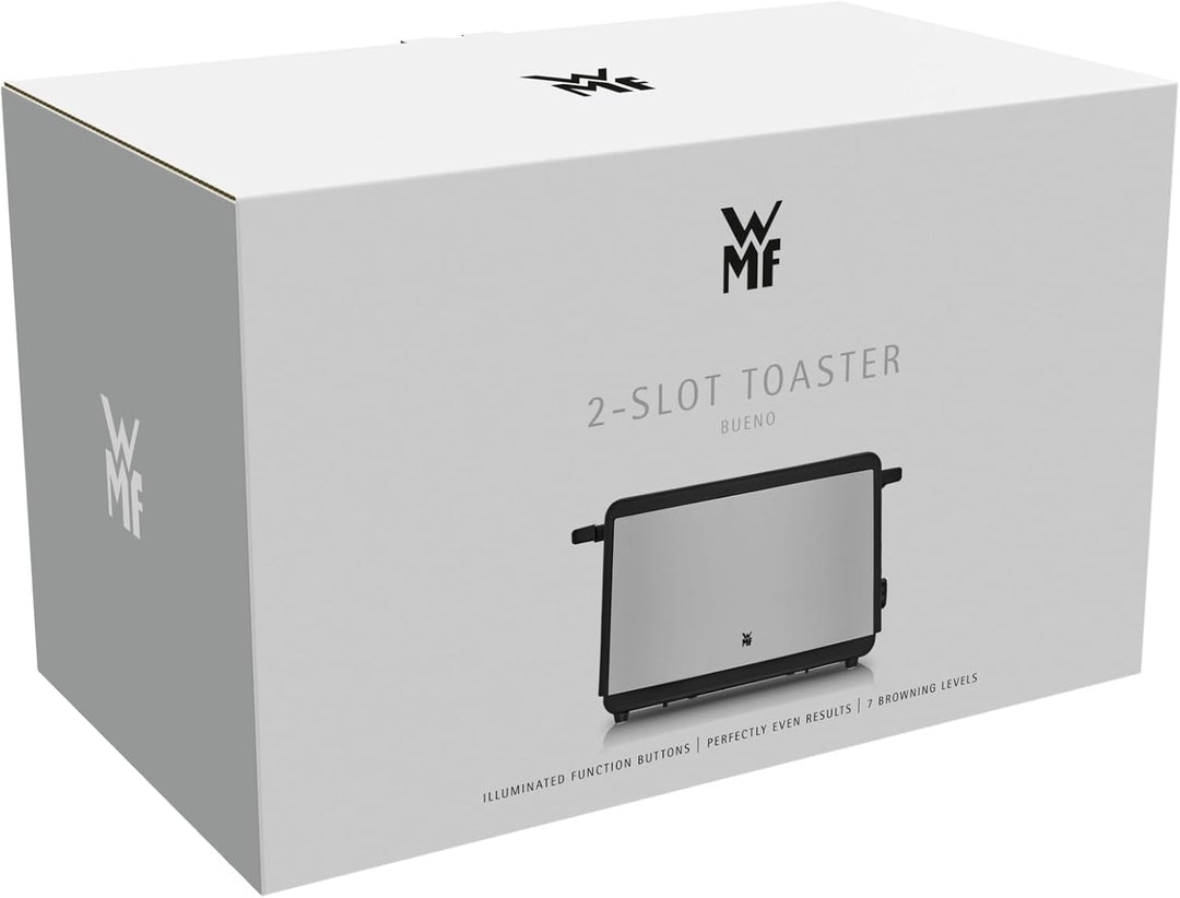 WMF Bueno Edition Toaster Edelstahl, Doppelschlitz Toaster mit Brötchenaufsatz, 2 Scheiben, 7 Bräunu