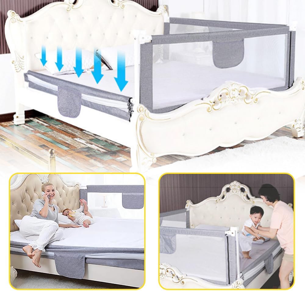Supfine Tragbares Babybettgitter – Rausfallschutz Bett für Einzel-, Doppel- und Standardmatratzen, 1
