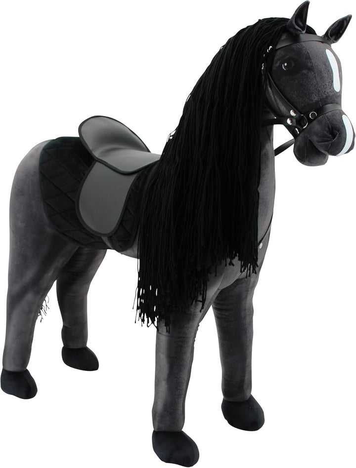 Sweety Toys Stehpferd zum Reiten- Plüschpferd Reittier Keine Montage erforderlich (schwarz), Schwarz