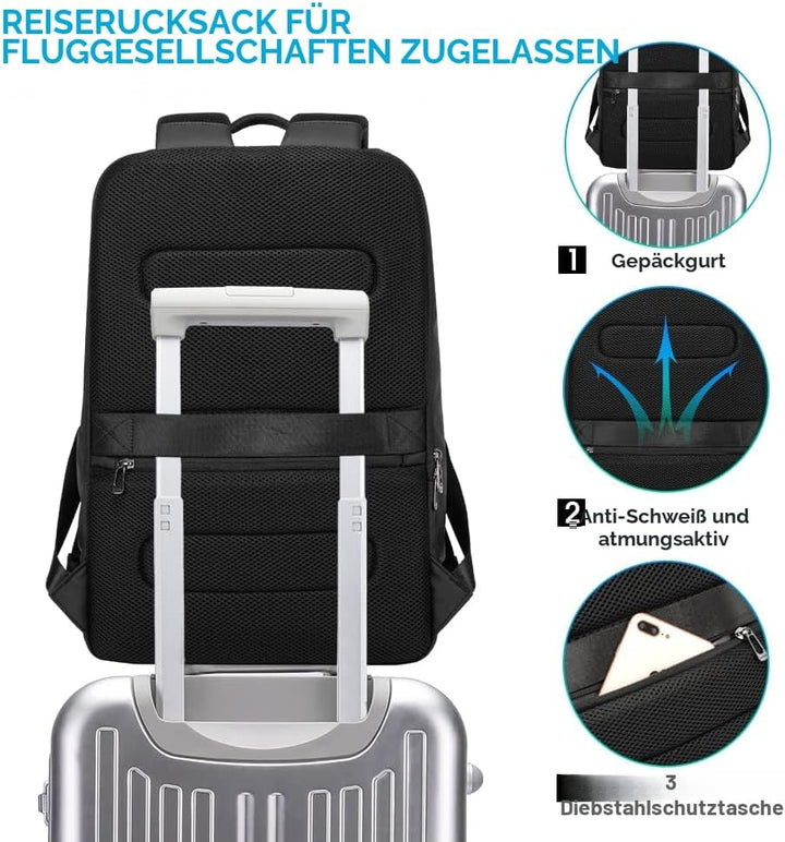 BANGE Business-Smart-Rucksack, wasserdicht, 39,6 cm (15,6 Zoll) Laptop-Rucksack, robuster Reiserucks