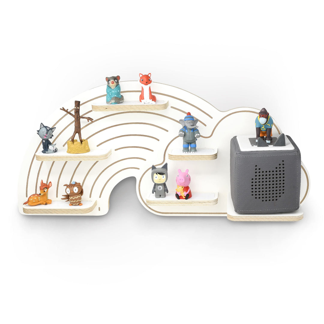 stadtecken Kinder Holz Regal für Musikbox I Regenbogen I Geeignet für die Toniebox und ca. 20 Tonies