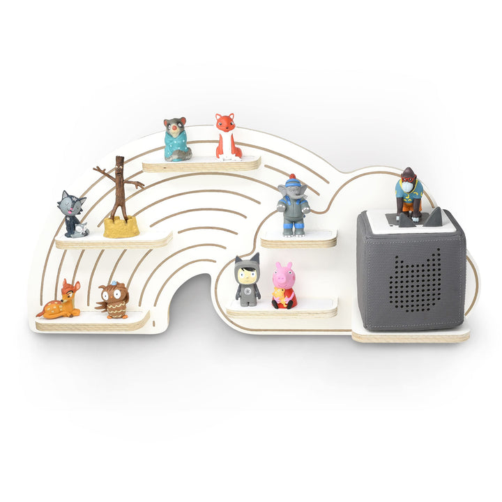 stadtecken Kinder Holz Regal für Musikbox I Regenbogen I Geeignet für die Toniebox und ca. 20 Tonies