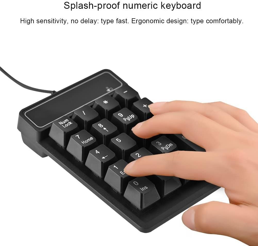 Bewinner Wired Numeric Keypad, 19 Tasten Portable Slim Spritzwassergeschützter wasserdichter Nummern