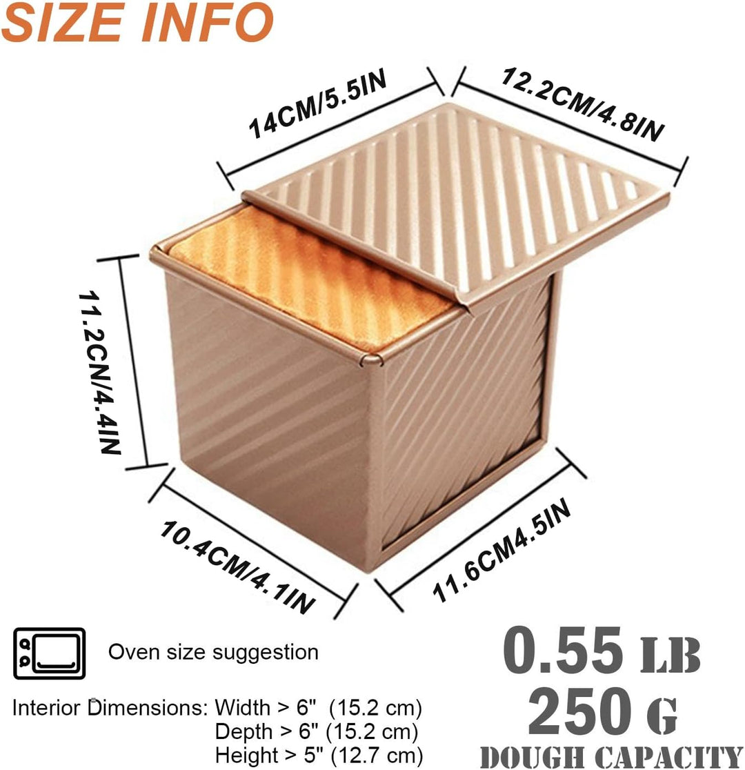 AXIM Kastenform mit Deckel, 250 g, antihaftbeschichtet, quadratisch, Karbonstahl, Backform, Toastfor