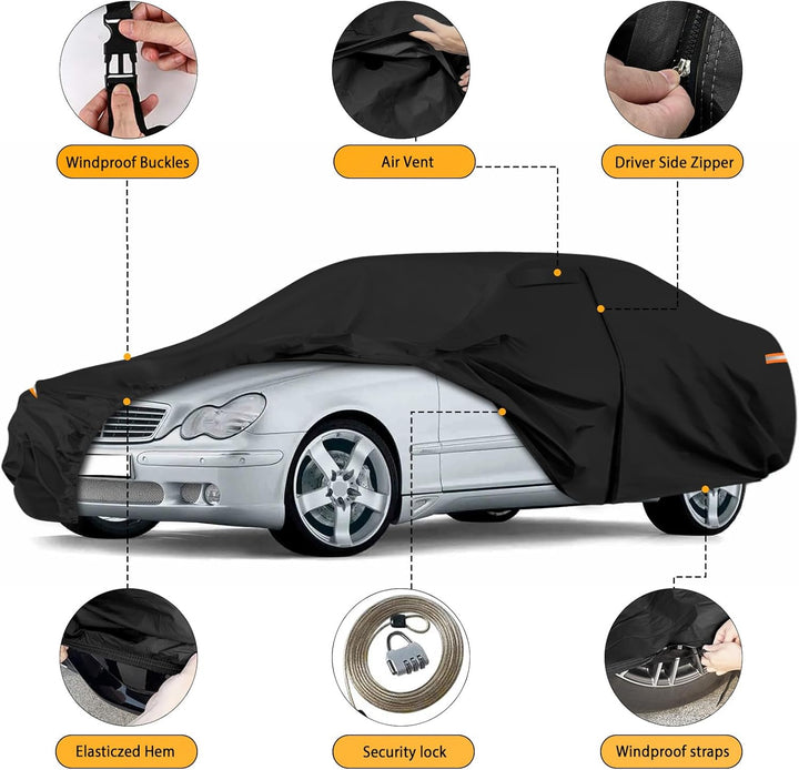 Autoabdeckung Wasserdicht für 1993-2006 Mercedes-Benz C-Class W202/W203, Vollgarage Autoplane Auto A