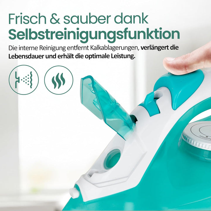 Emerio Bügeleisen Dampfbügeleisen, 2000 Watt, besonders gleitfähige Keramik-Bügelsohle, Selbstreinig