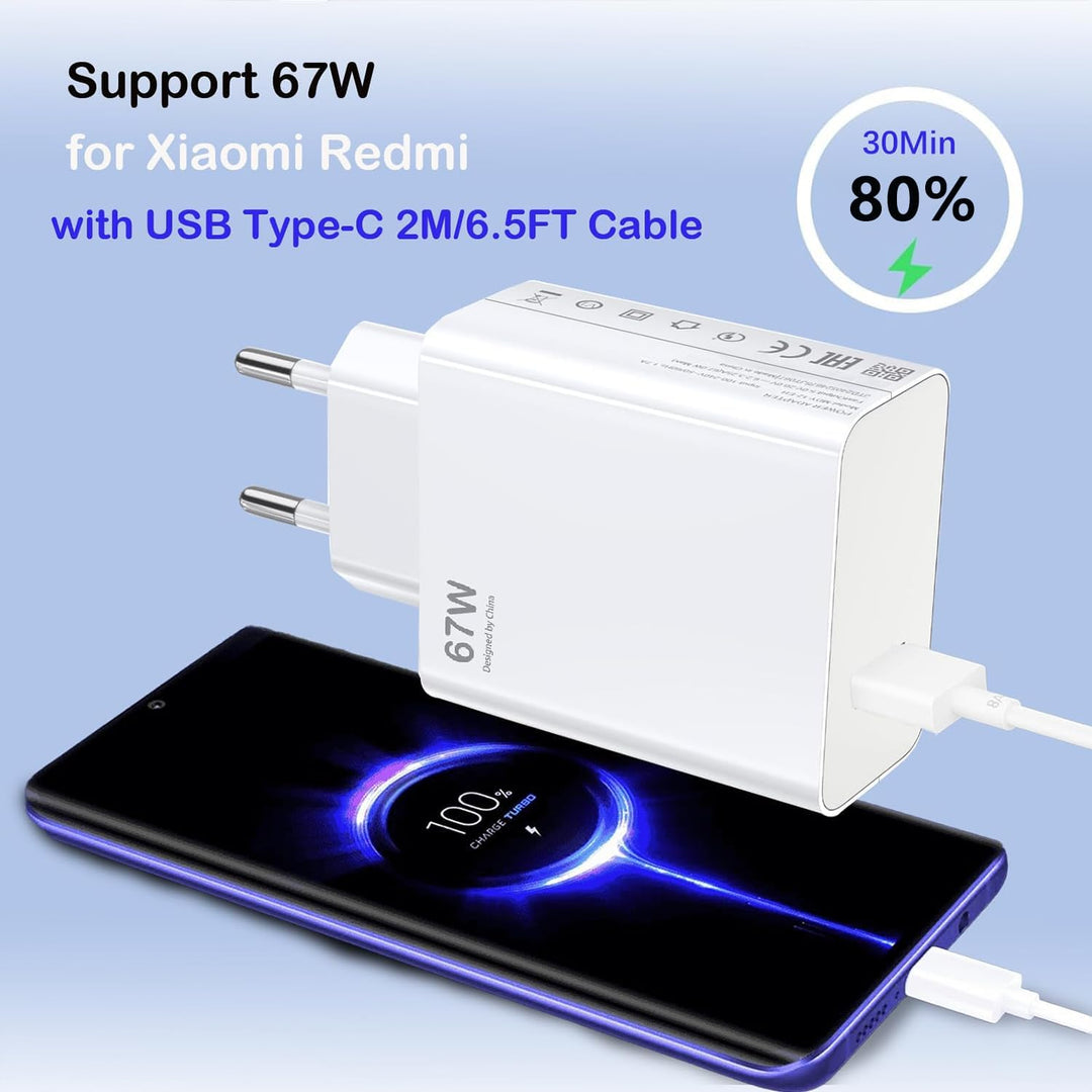 67W USB Ladegerät Netzteil mit Typ C Ladekabel 6A für Xiaomi 15 14 Ultra/14/14T/13T/13/13 Lite,Redmi