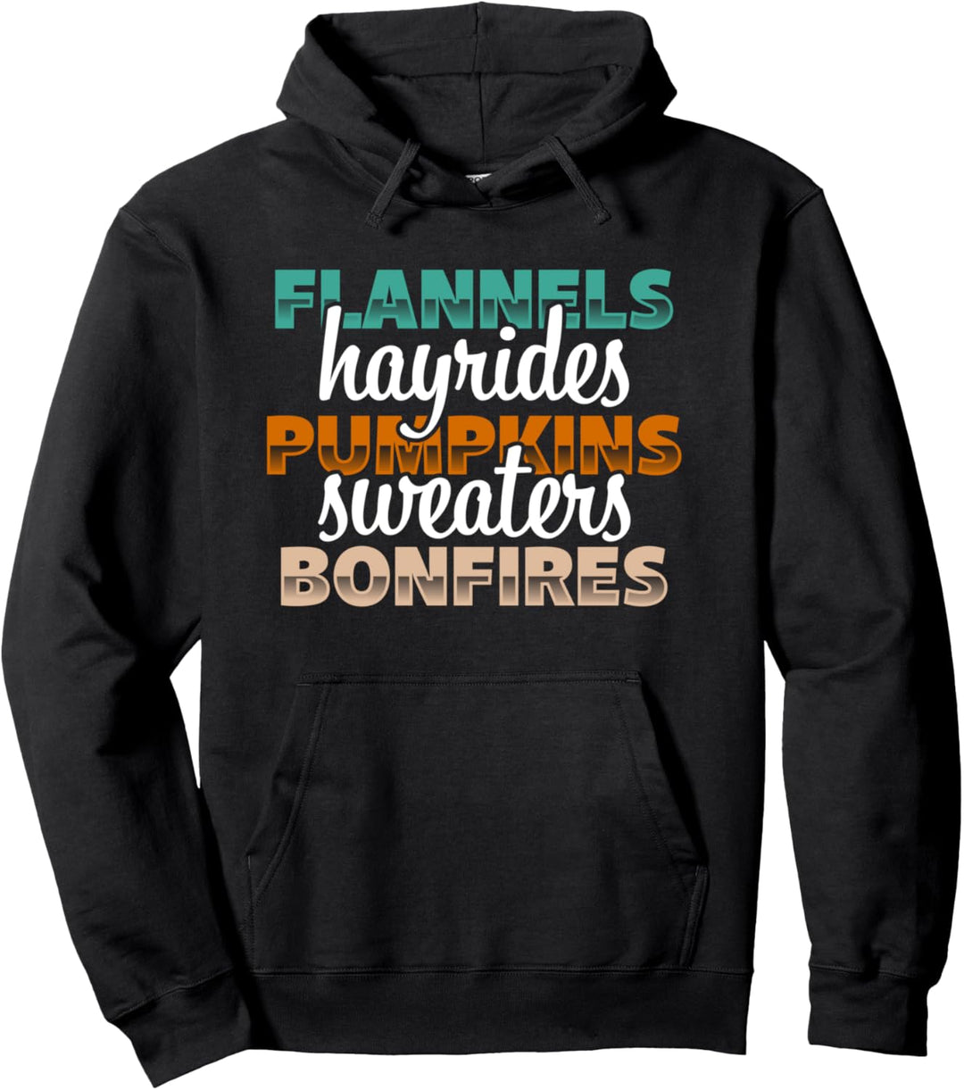 Flanell Hayrides Kürbisse Bonfires Vintage Herbst Spruch Pullover Hoodie
