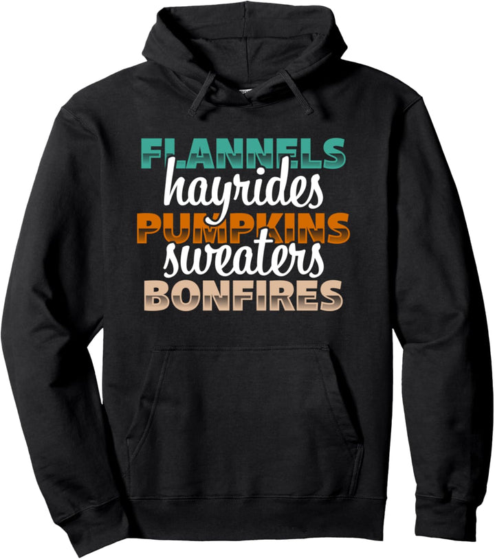 Flanell Hayrides Kürbisse Bonfires Vintage Herbst Spruch Pullover Hoodie