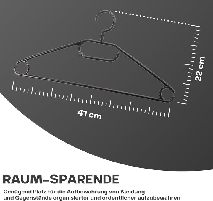 SUSTANIA Kleiderbügel 50er-Set (Schwarz): rutschfeste Bügel mit sanfter Rundung für empfindliche Kle