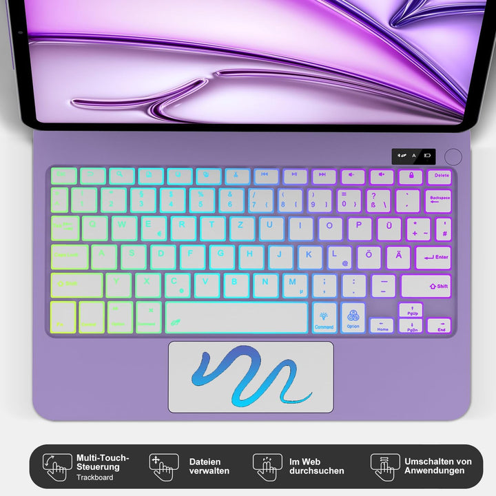 SENGBIRCH Magic Keyboard for iPad Air 11" M3 2025/M2 2024 - Deutsches QWERTZ Layout Tastatur mit hül