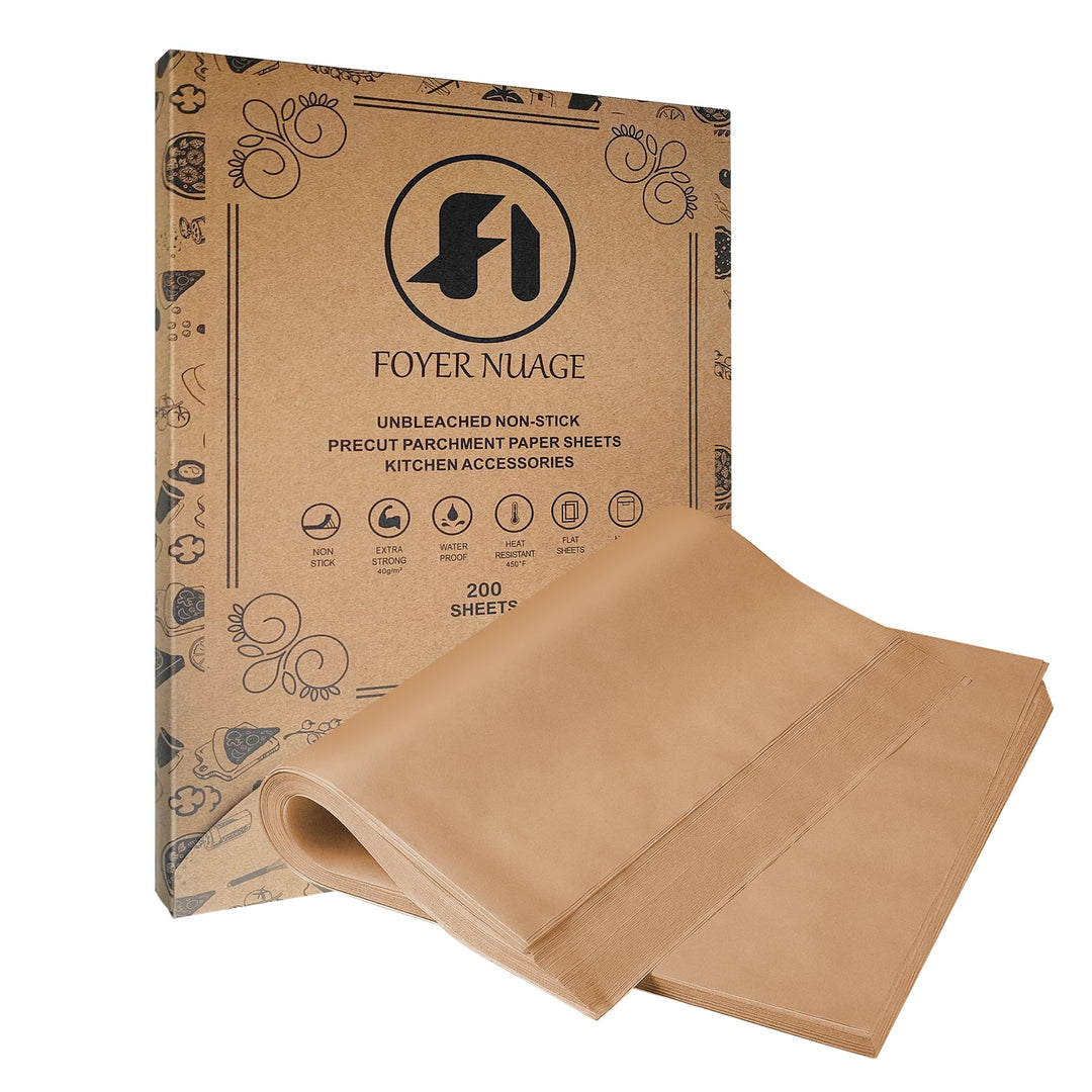 200 Stück ungebleichte Pergamentpapier-Backblätter, 20x30cm Backpapier, Vorgeschnittene Antihaft-Per