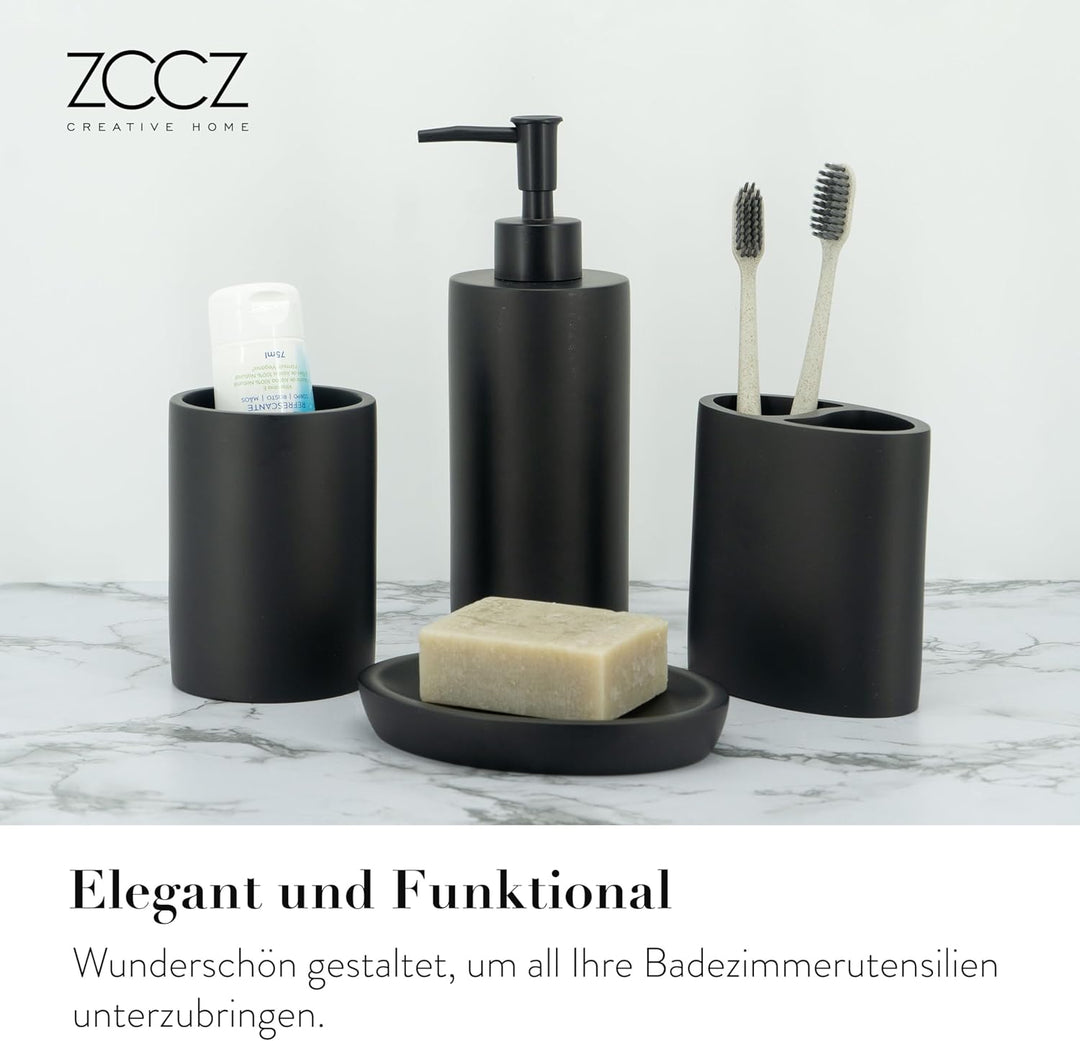 zccz Badezimmer-Accessoires-Set, 4-teilig, Marmormuster, Badezimmerzubehör-Set mit Seifenspender, Za