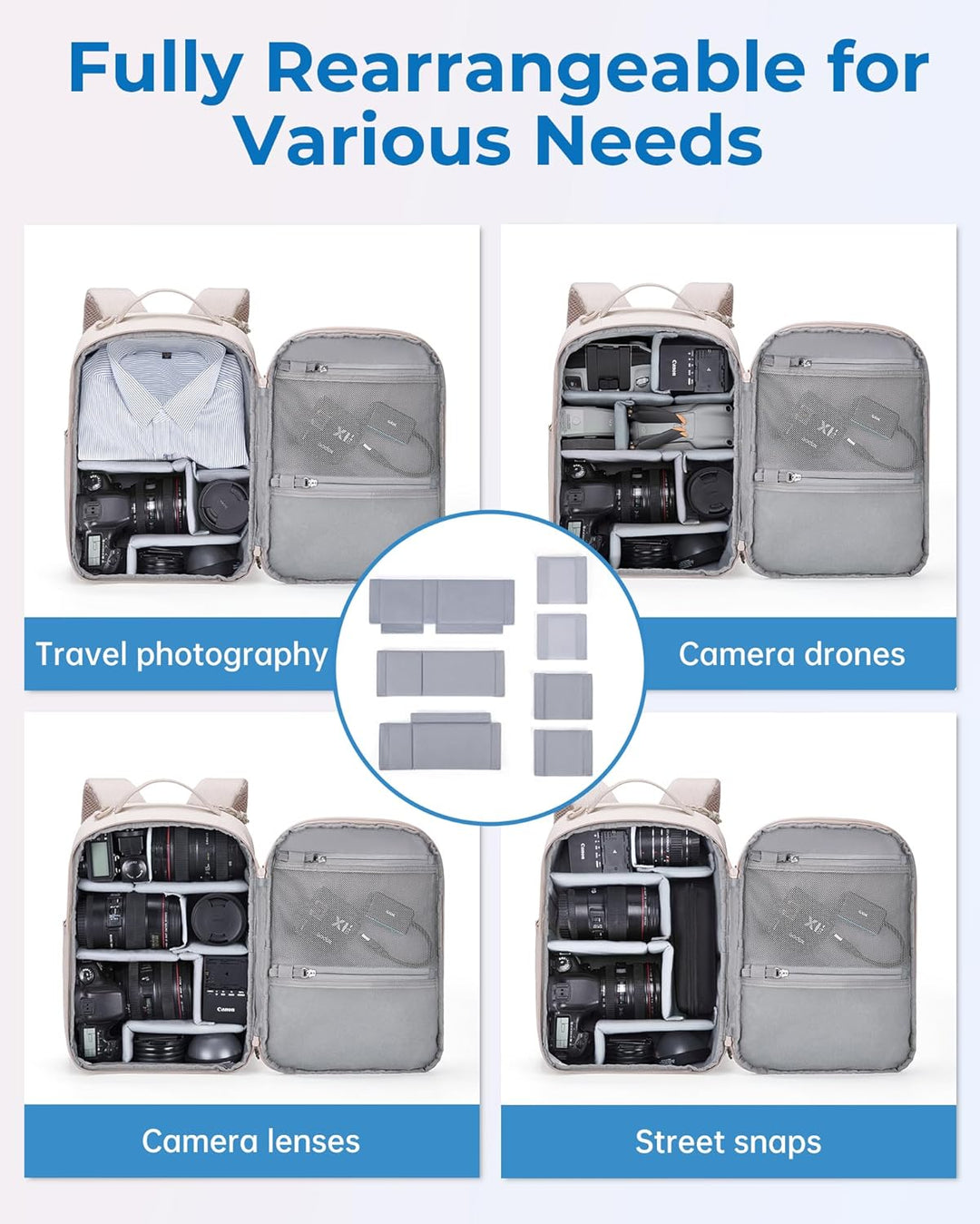 bagsmart Kamerarucksack,DSLR SLR Klein Kameratasche für Fotografen Kompatibel,Schultergurt 2-in-1 Re