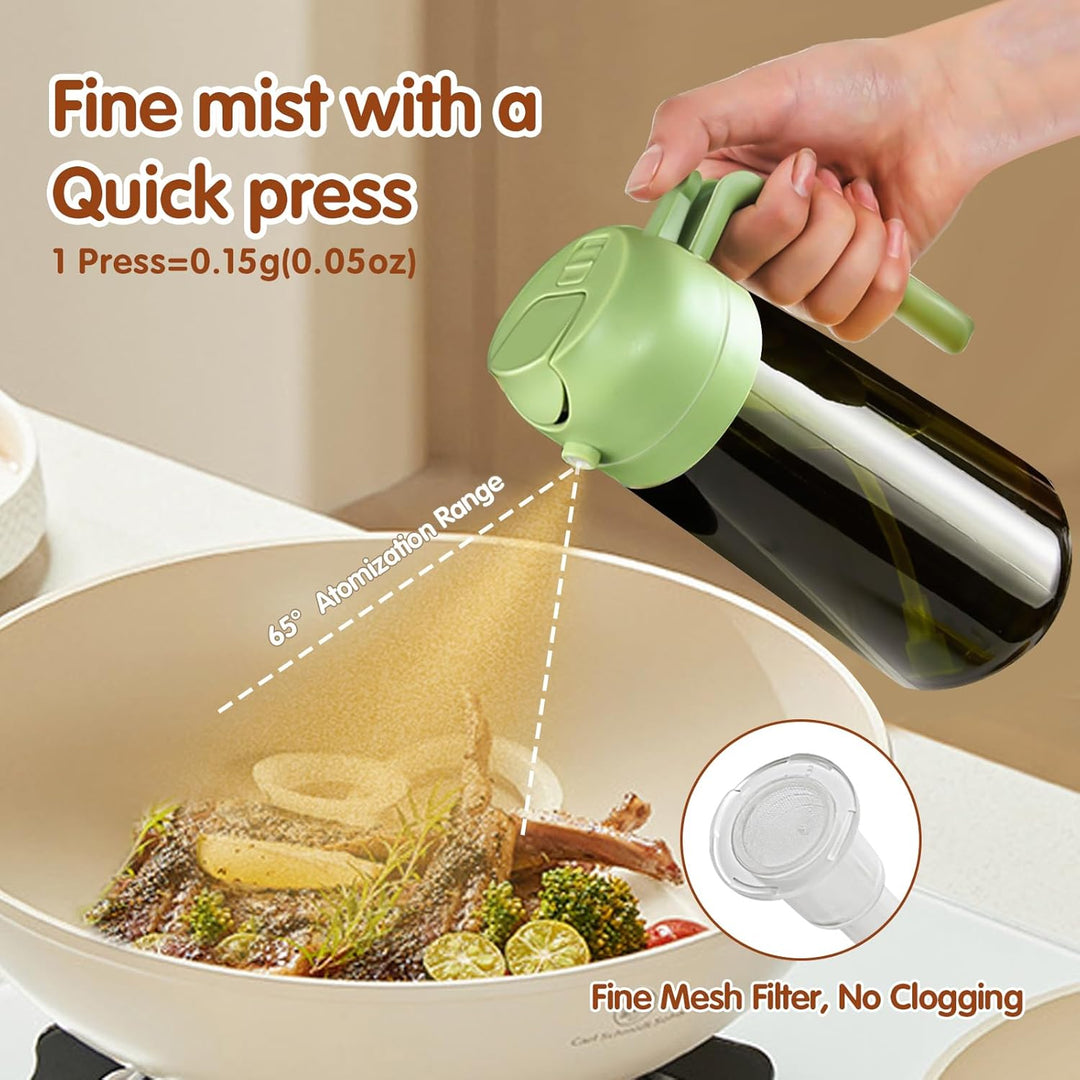 YARRAMATE 2 Stück 470ml Lichtblockierender dunkler Ölsprüher zum Kochen, 2-in-1 UV Schutz ölzerstäub