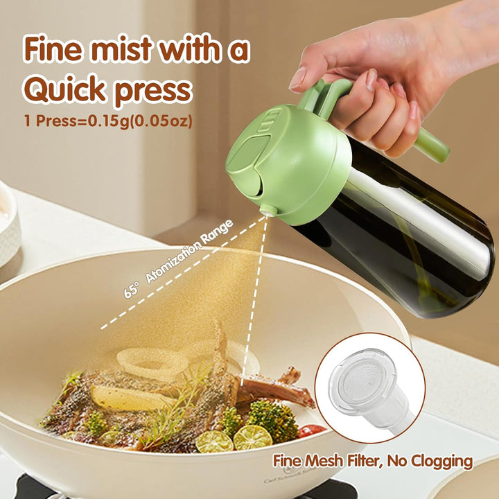 YARRAMATE 2 Stück 470ml Lichtblockierender dunkler Ölsprüher zum Kochen, 2-in-1 UV Schutz ölzerstäub
