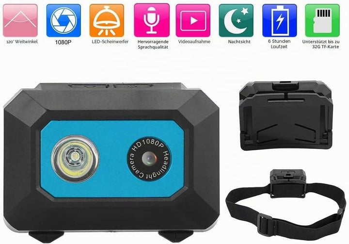 KIMISS Super HD 1080P DV Sportkamera, am Kopf montierter Action Video Camcorder, DVR Recorder Kopfka