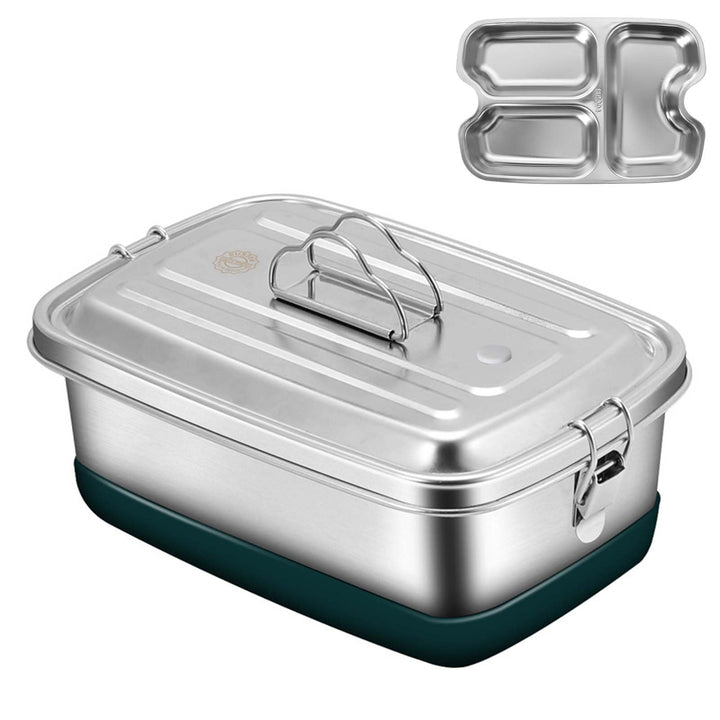 Brotdose Edelstahl, 2000ML Lunchbox Auslaufsicher Brotzeitdose mit Abtrennung und Dichtring, Brotdos