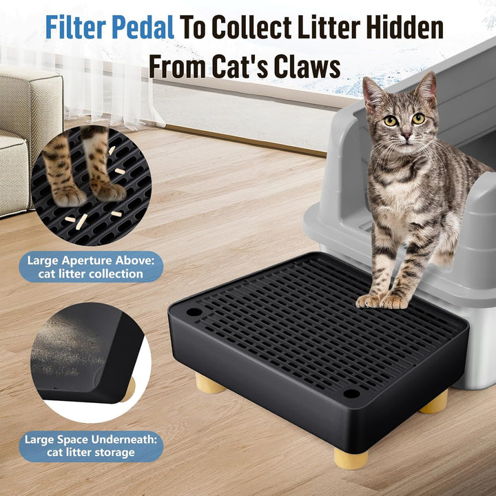 Katzentoilettenrampe, Katzen Treppen & Stufen mit Holzfüsse Filterfunktion, leicht zu reinigender Ti
