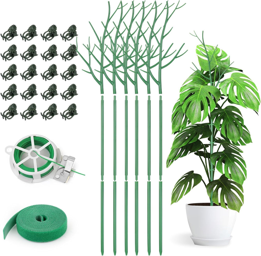 6Pcs Rankhilfe Pflanzenstütze für Zimmerpflanzen, Abnehmbare Pflanzenstäbe Pflanzstabverbinder 100cm