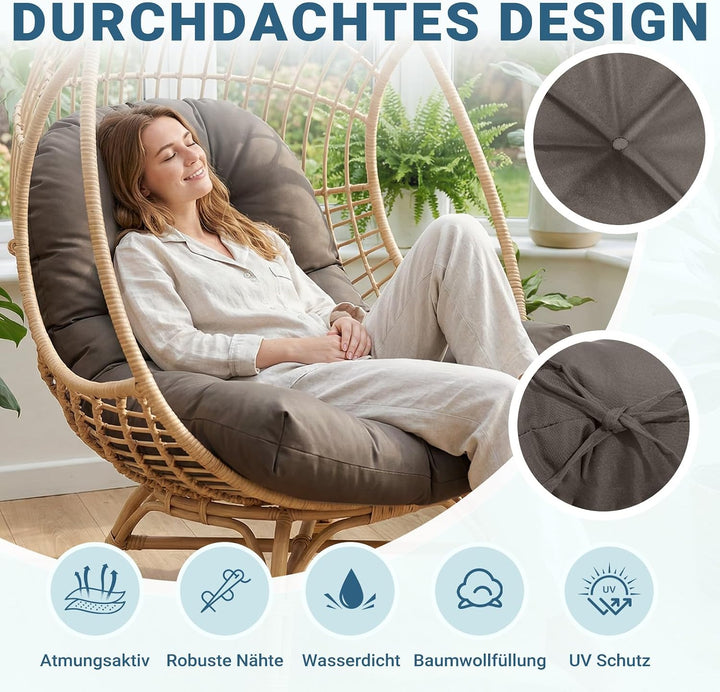 Hängesessel Kissen Ersatzkissen Outdoor: Thick Soft Polyester Sitzkissen 80x120 cm Egg Swing Cushion