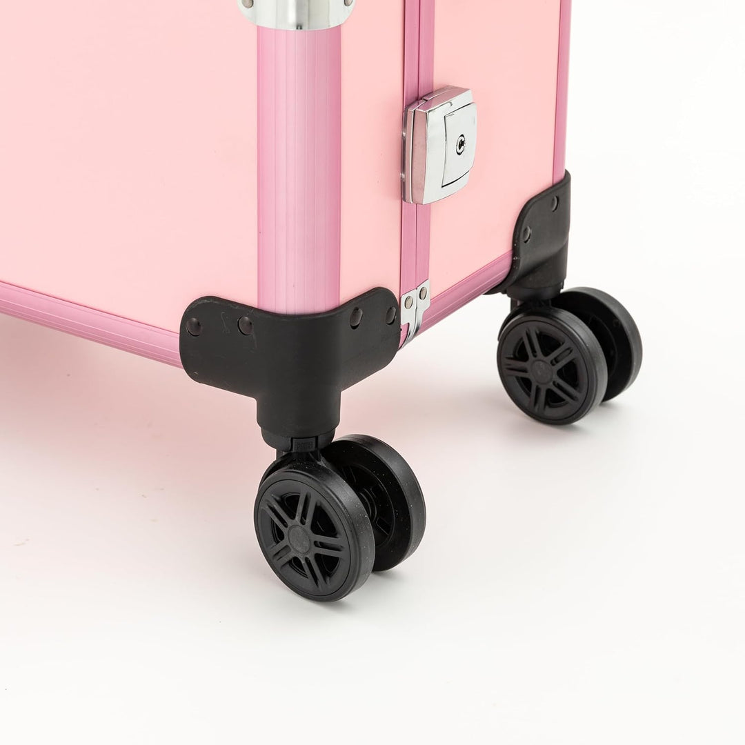 Kosmetikkoffer Trolley mit 8 LED Licht und Kosmetikspiegel,Schminkkoffer 3-stufige Design Innenfäche