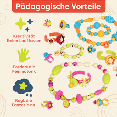 B. toys 500 Teile Bastelset Kinder Pop Arty – Schmuck Basteln, Bunte Perlen zum Zusammenstecken, Kin