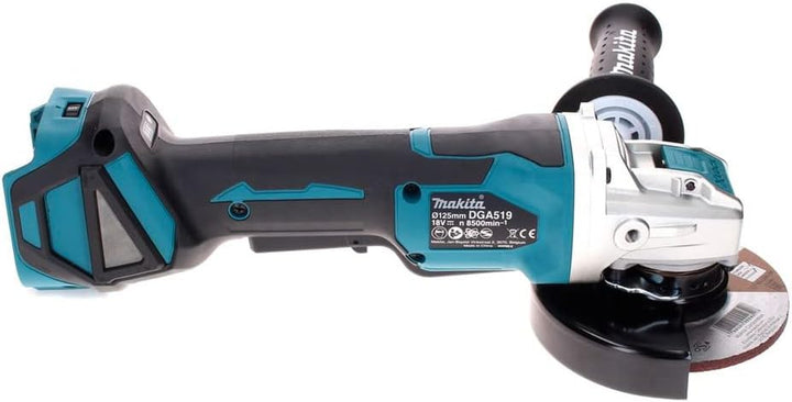 Makita DGA519ZJ Winkelschleifer 125 mm BL ADT AFT X-LOCK 18 V + Makpac Box, Blau