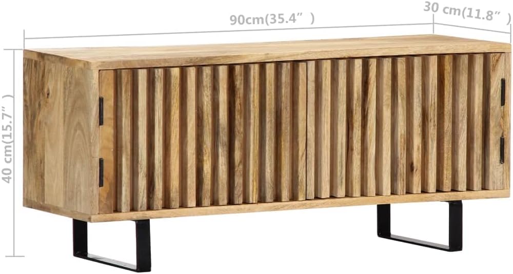 vidaXL Mangoholz Massiv TV Schrank mit 2 Türen TV Board Möbel Lowboard Fernsehschrank Fernsehtisch S